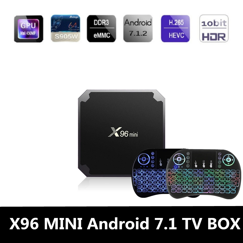 Zeepin X96 Мини Android 7.1 Умные телевизоры коробке 2 г Amlogic S905W 4 ядра Wi Fi К 2.4 ГГц IP ТВ 100 м LAN