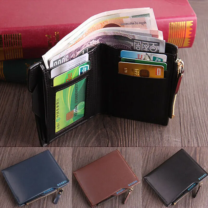 Новинка 2019 модный мужской однотонный кошелек из искусственной кожи держатель