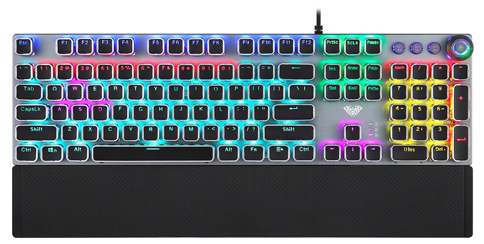 Игровая механическая клавиатура с RGB подсветкой, плакированная клавиша с подсветкой, анти-ореолы, макро-клавиши для настольного ноутбука+ поддержка запястья