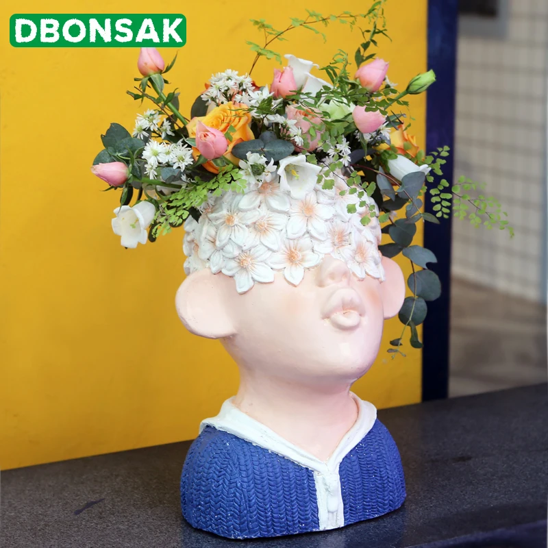 Скандинавские милые тупой Рот Мальчик ваза суккуленты цветочный горшок Duzui