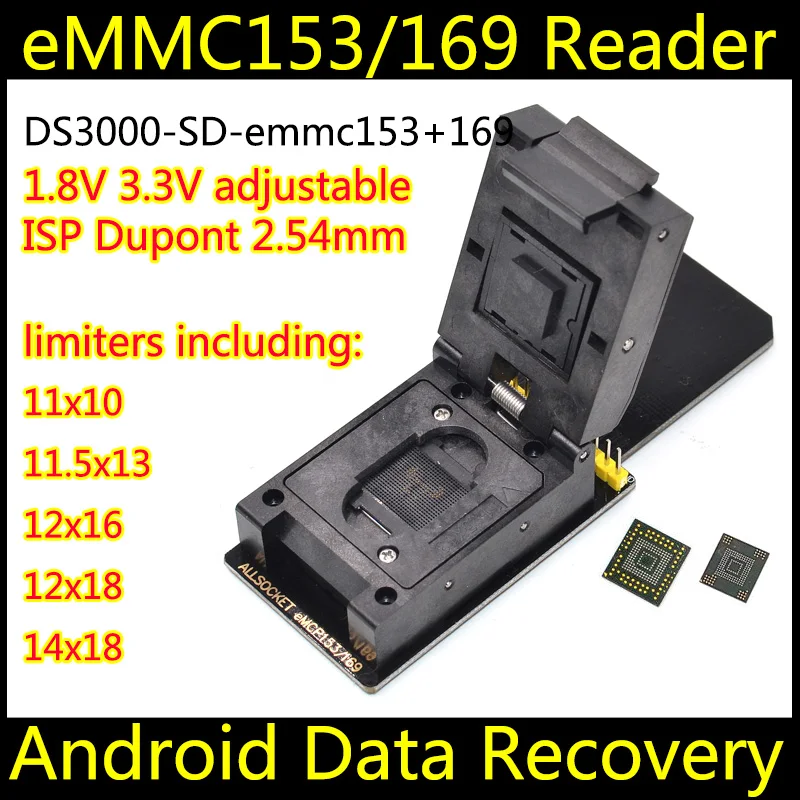 EMMC разъем eMMC169 153 SD с 5 размерами ограничителей nand flash тестирование