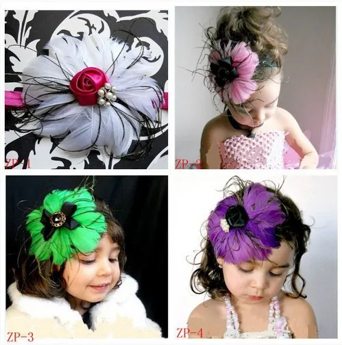 1 шт./лот Красивая повязка на голову с перьями для девочек аксессуары детей