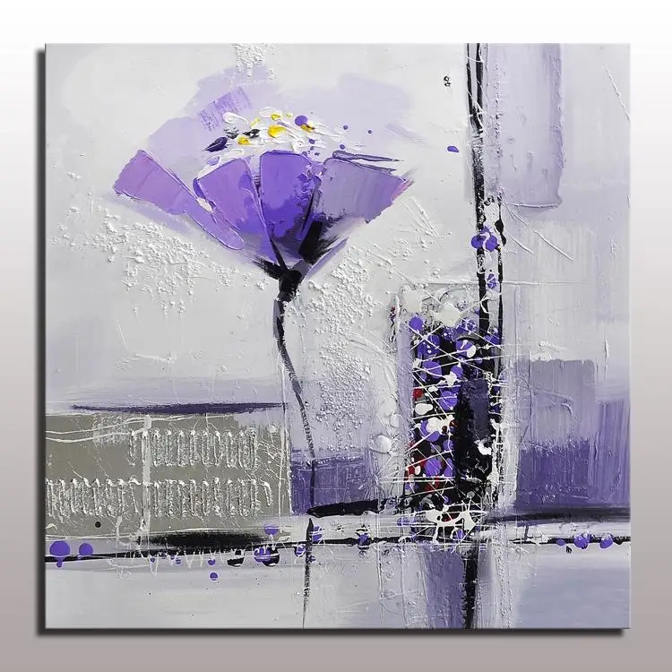 

Newest modern flower painting of purple flower heavy textured oil paints on canvas unframed