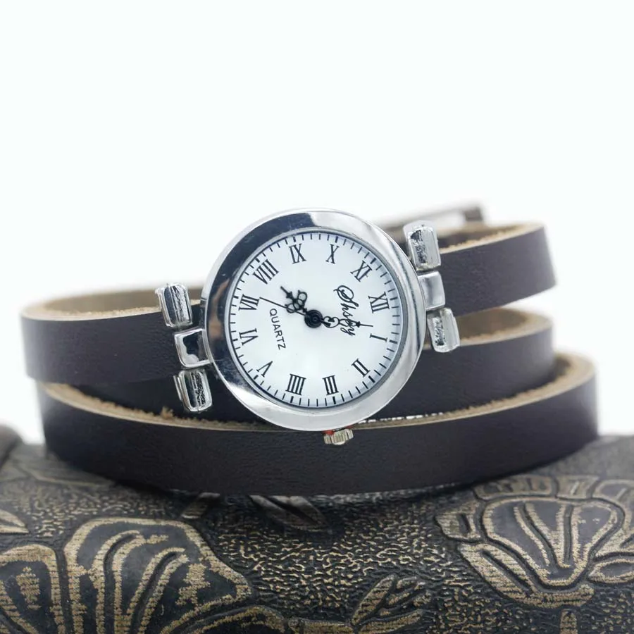 silver watch D brown Shsby новые модные женские часы с длинным кожаным ремешком женские часы с серебряным браслетом римские винтажные часы ЖЕНСКИЕ НАРЯДНЫЕ часы - Цвет: silver watch D brown