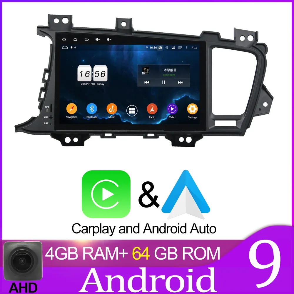 64GB carplay Owtosin " автомобиль радио Мультимедиа Видео плеер навигации gps Android 9,0 для Kia K5/Оптима 2011 2012 2013 автомобиль 4 Гб Оперативная память - Цвет: 64GB carplay