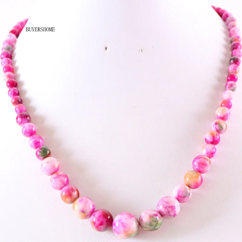 Pink Jasper Модные ювелирные изделия, натуральные круглые бусины, зеленый авантюрин, голубой Азурит, розовый кристалл, оникс, содалитенечное кружево, 18 дюймов, 1 шт - Окраска металла: Pink Jasper