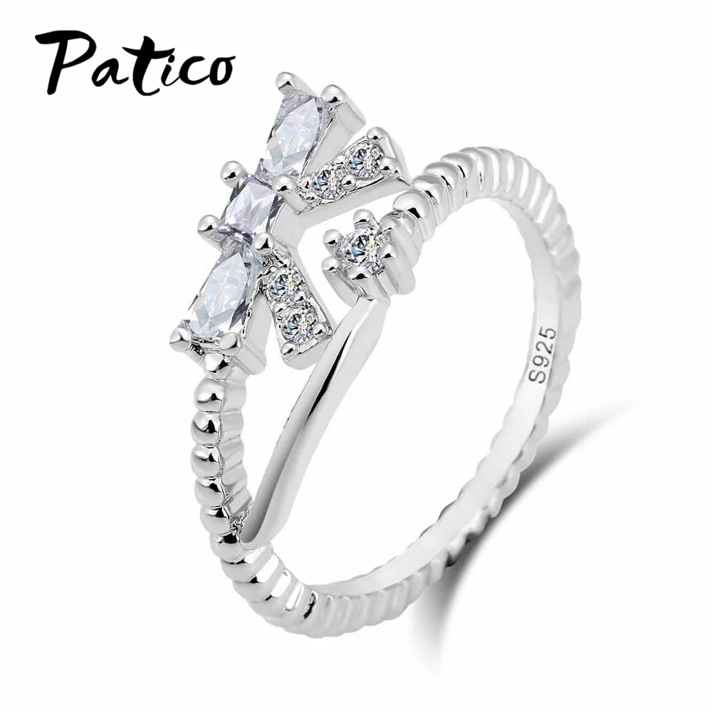 

Princess Finger Rings for women AAA Cubic Zirconia Micro Bowknot Engagement Wedding Rings Female Anel Accessories Bijoux