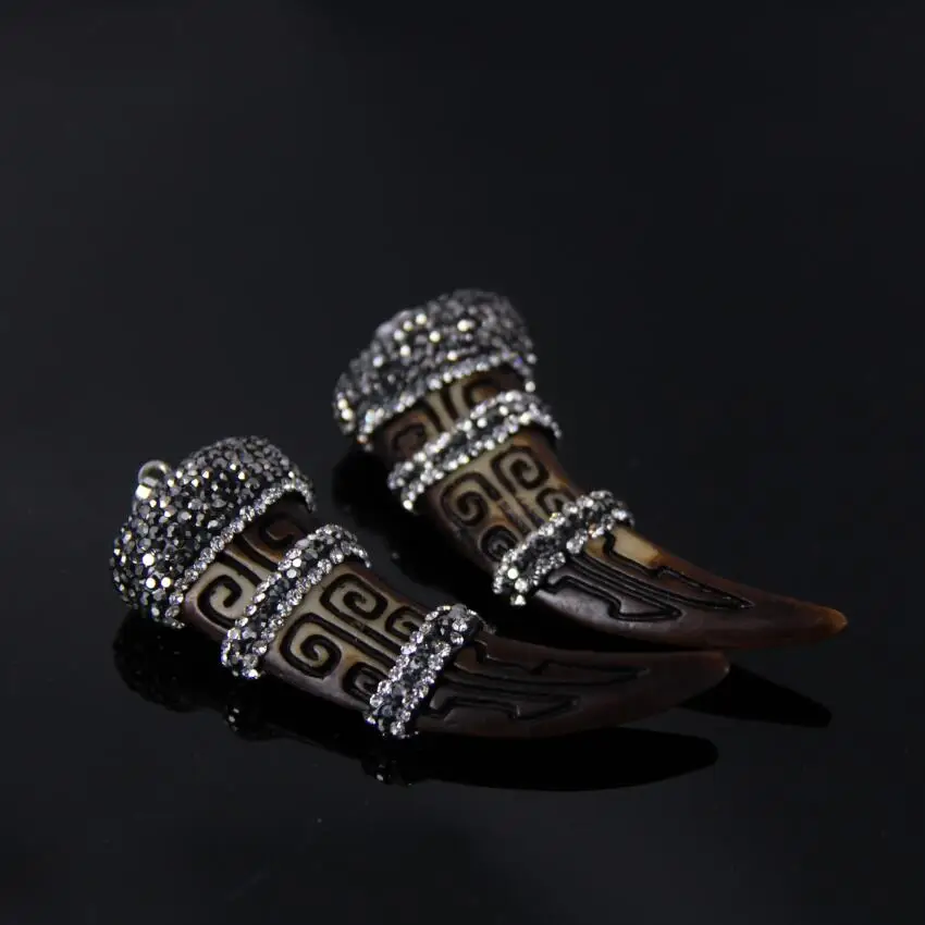 5 шт. коричневая подвеска в виде ломтиков кости Ox ожерелье с подвеской из горного