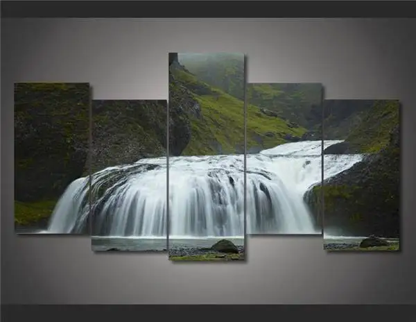 Hd Печатный водопад Исландии зеленая Картина на холсте украшение комнаты печать