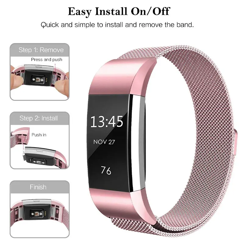 Хохлатая Миланская петля ремешок для часов для браслета FitBit Charge 2 Замена наручных часов браслет из нержавеющей стали ремень аксессуары