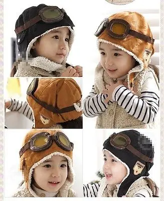 fashion Winter Fall Toddler Boy Girl Kids Black Brown Pilot Aviator Warm Cap Hat Beanie | Детская одежда и обувь