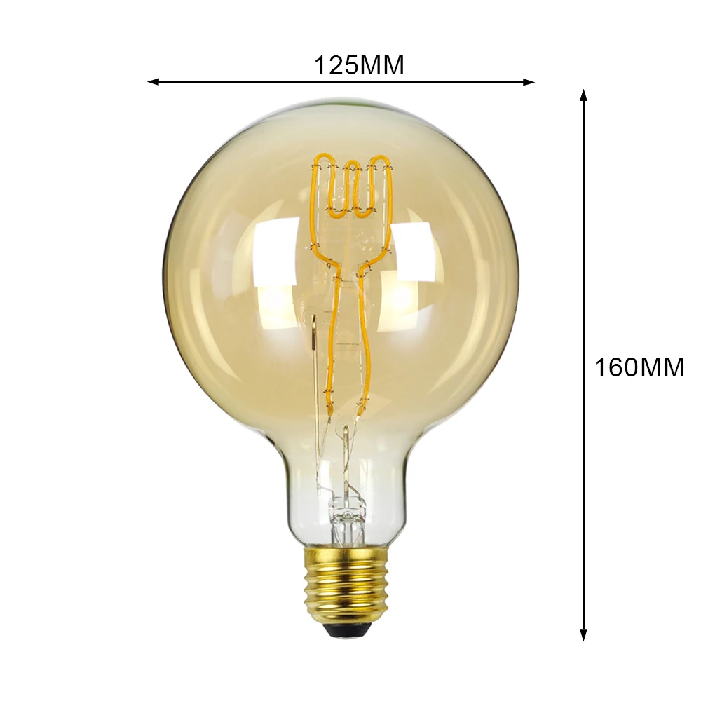 TIANFAN Edison ЛАМПЫ старинная лампочка G125 изогнутая Светодиодная лампа накаливания 4