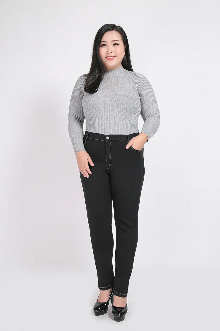 Большие размеры 9XL 8XL 7XL 6XL женская одежда весенние джинсы штаны с высокой талией Стрейчевые штаны черные синие женские брюки YHFS