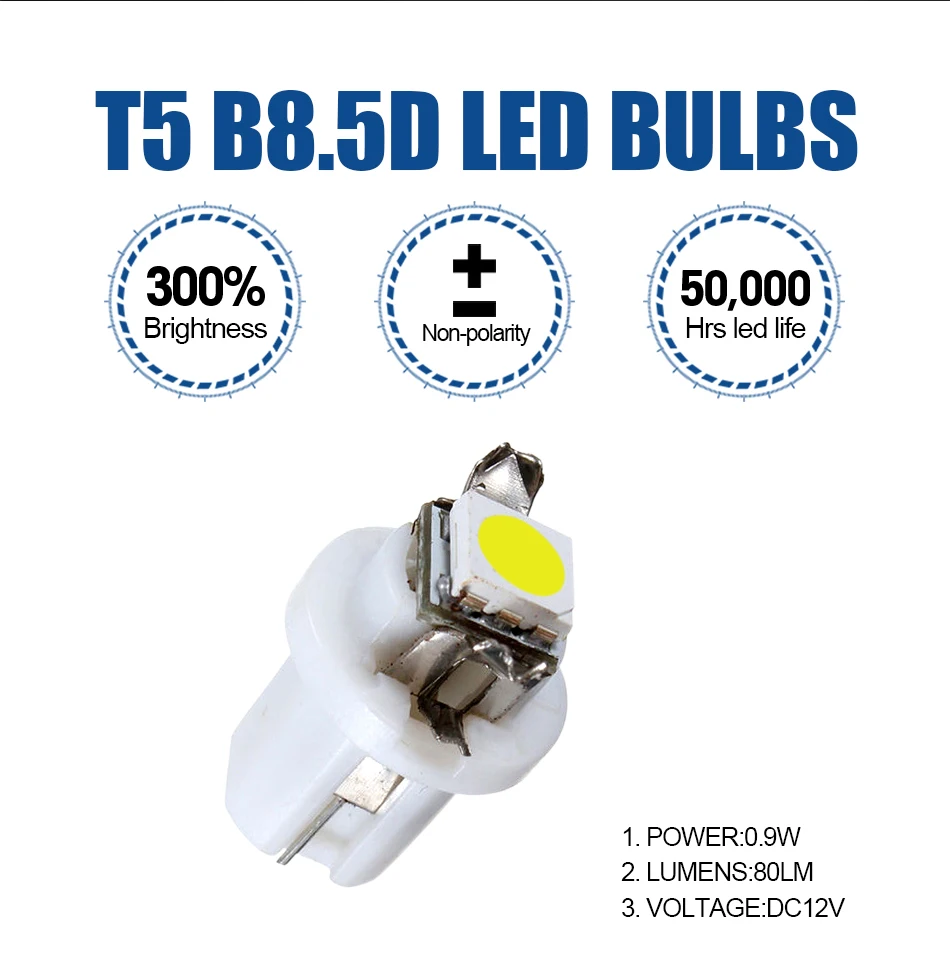 10 шт. Led T5 B8 5D лампа освещение салона Чтение зазор сигнальные лампы приборной панели приборная лампа для автомобиля Стайлинг 12 В