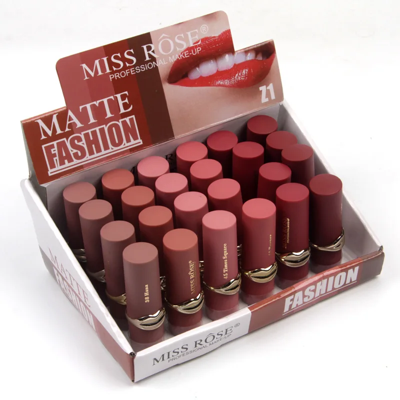 Miss Rose новый 6 шт./компл. Водонепроницаемый матовые губные помады в бежевом и