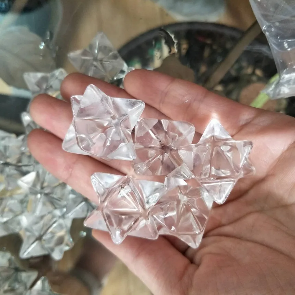 Натуральный белый кварц Кристалл Камень Merkaba кулон ожерелье Исцеление натуральные камни и минералы