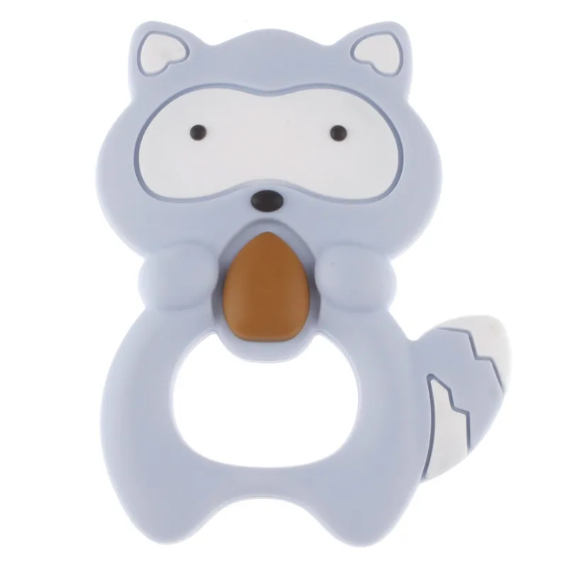 Colgante de silicona de ardilla para dentici&oacute;n de beb&eacute;, accesorios para collar, mordedor de mapache, mordedores sin BPA, juguete para dientes infantiles, 4 Uds.-2
