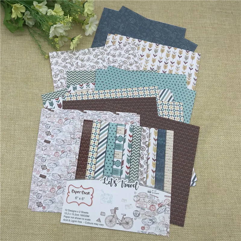24 sheet 6&quotX6&quottravel of the flower patterned paper Scrapbooking pack handmade craft Background pad | Дом и сад
