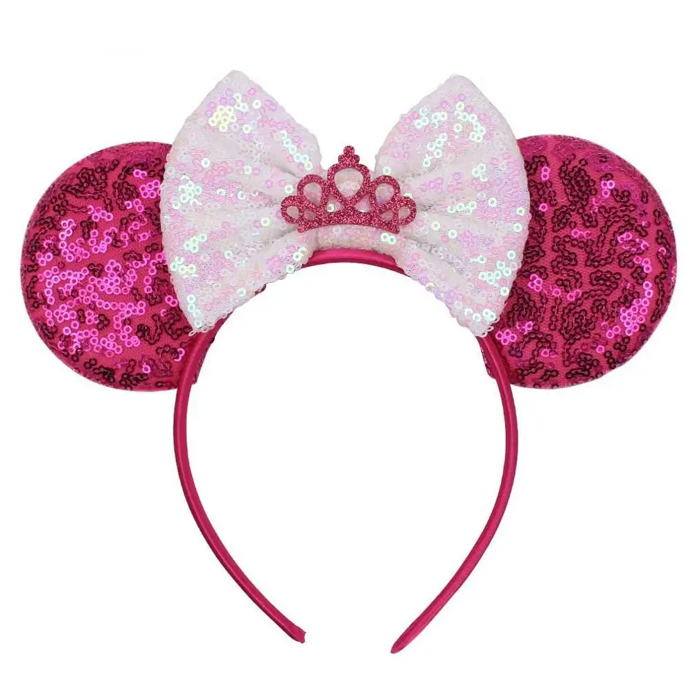 2020 New 3.3&quot Mouse Ears Headband Big Sequin Bow Snow Princess Hair Band For Girls Women DIY Accessories Headbands | Аксессуары для