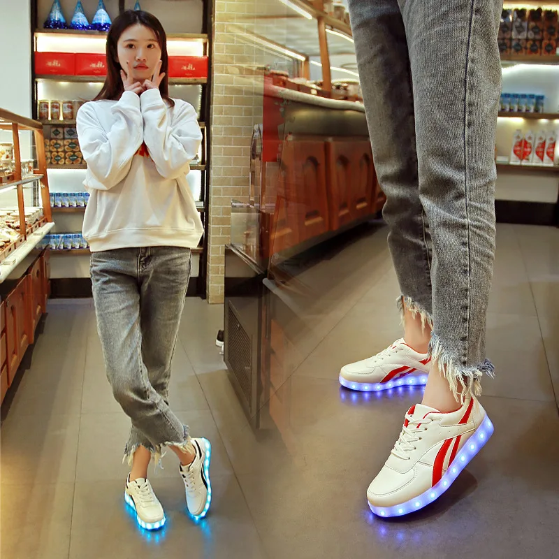 

Men Glowing USB Charging Shoes Shining 11 Colors Luminous Sport LED Shoes Women LED Lighted Boy Girl Adults Light Up Shoes