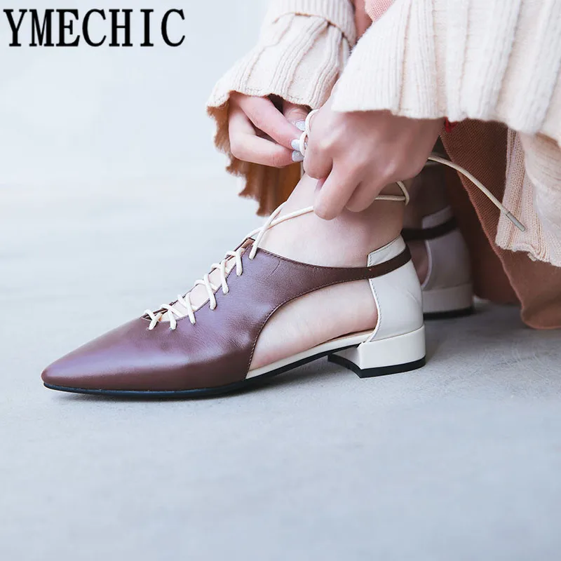 YMECHIC/Новое поступление 2019 года женские туфли гладиаторы из натуральной кожи с