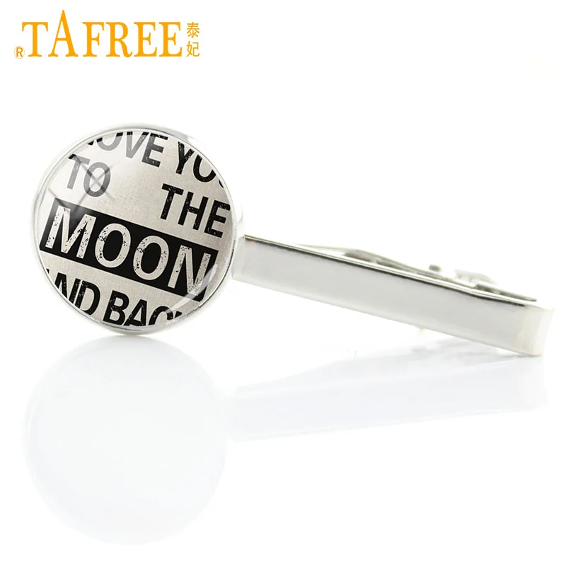 

Галстук TAFREE 2017 с надписью Love You To The Moon And Back, зажим для галстука Sweet Sunshine Love dad Mom, зажим для галстука, подарок на день отца, мужские украшения A504