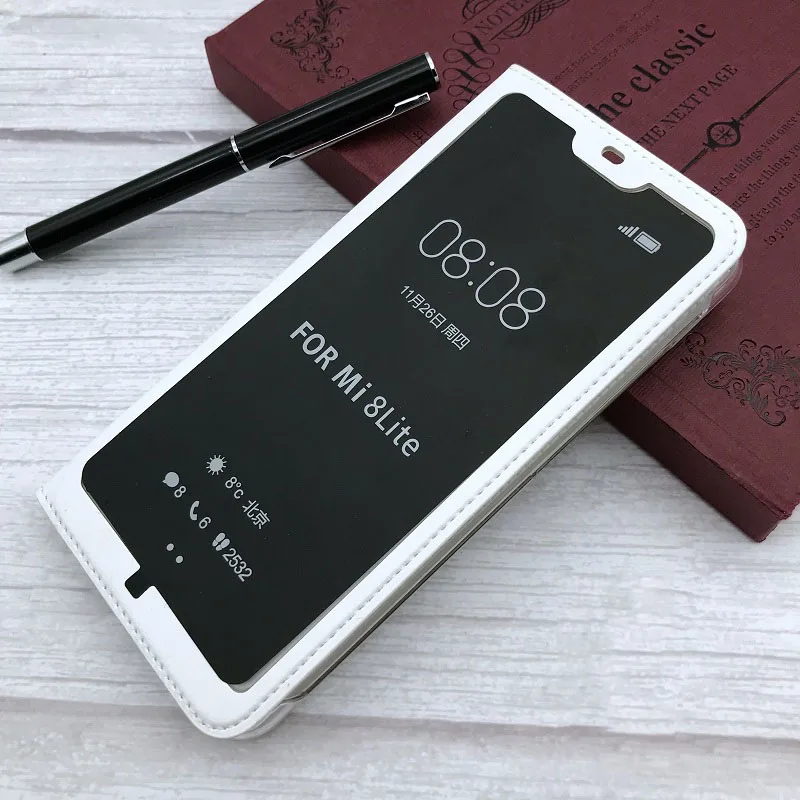 White Для Xiaomi mi 8 lite чехол с полным окошком из искусственной кожи флип-чехол Funda чехол для Xiaomi mi 8 защитный чехол mi 8 SE чехол для телефона s - Цвет: White