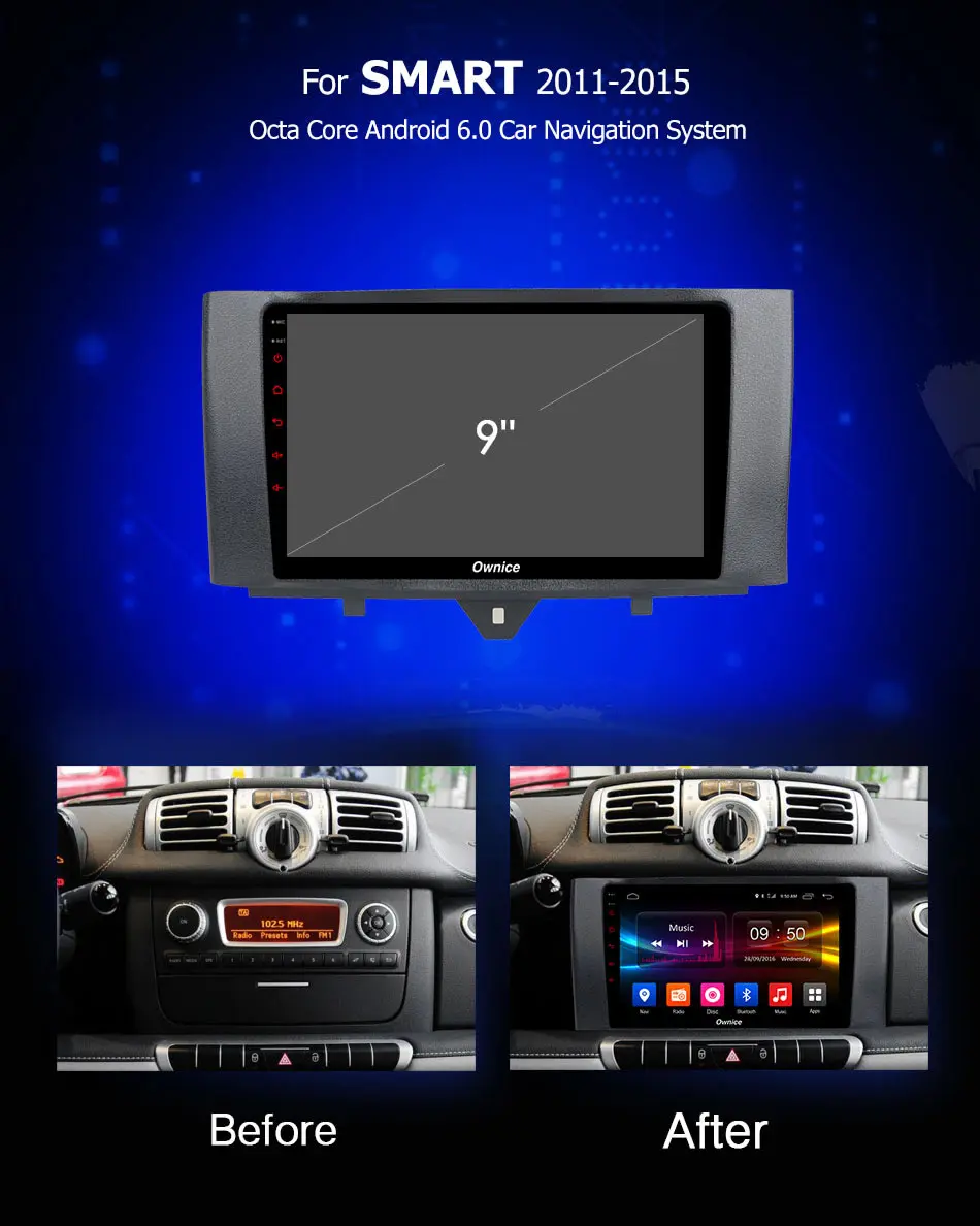Android 9,0 " ips 4G ram+ 32G rom Восьмиядерный автомобильный dvd-радио GPS плеер для Mercedes Benz Smart Fortwo 2011- ADAS DSP CarPlay