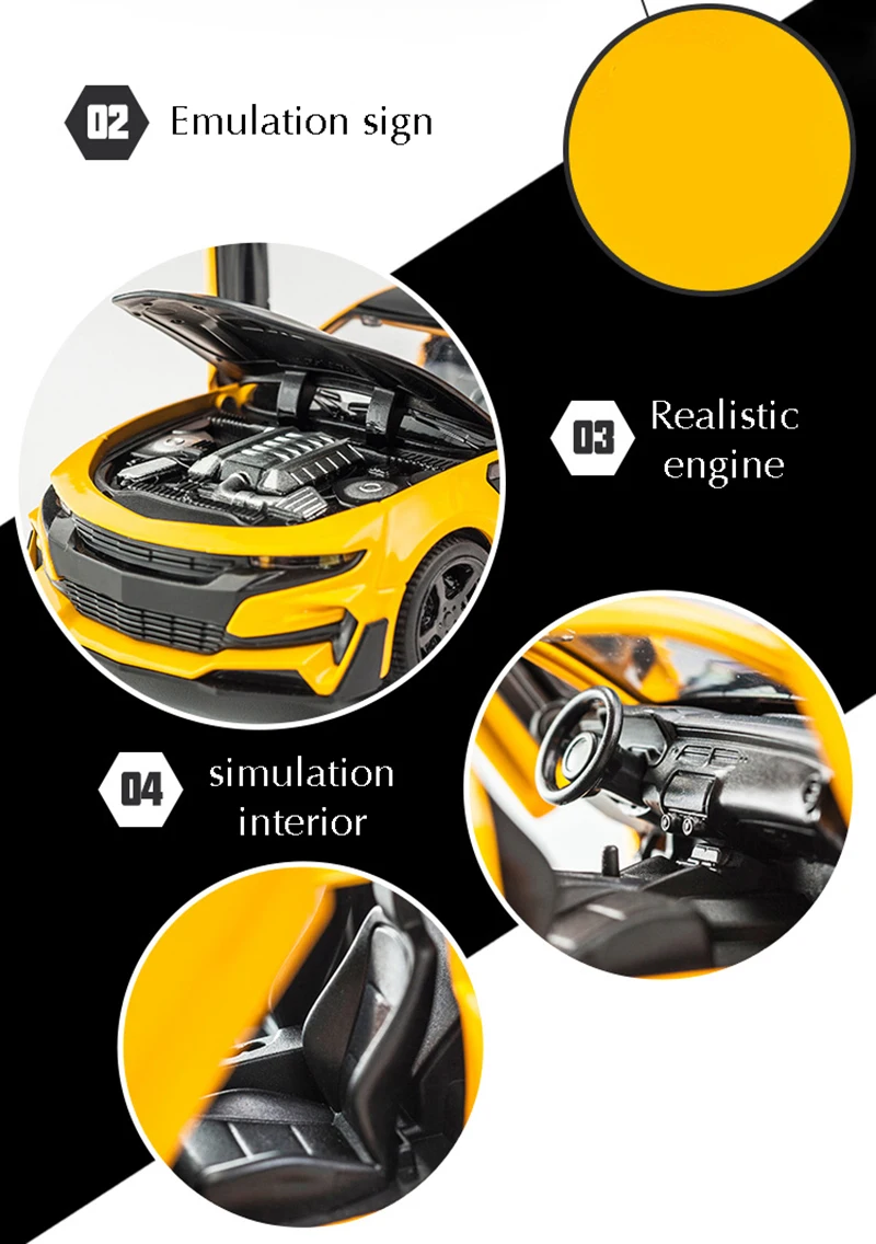 KIDAMI 1:32 Сплав MINIAUTO Camaro G65 SUV оттягивающийся литой автомобиль модель серии со звуком светильник подарок на день рождения игрушки для детей