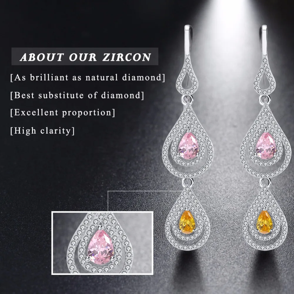 ORSA JEWELS женские серьги из чистого серебра 925 пробы длинная водяная капля форма AAA CZ женские свадебные украшения SE49