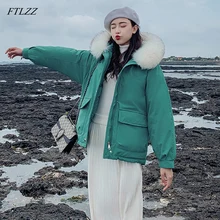 FTLZZ 2020 Новая женская зимняя короткая куртка Mujer с капюшоном парка