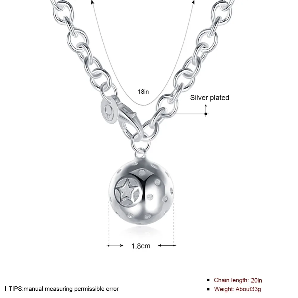 Женский подвесной шар 18 дюймов серебряное ожерелье с подвеской в виде шара