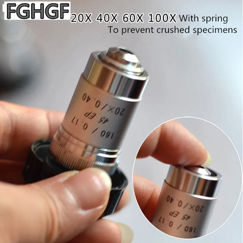 Биологический микроскоп FGHGF SP2 ахроматический объектив 20X/60x /100X с пружинным