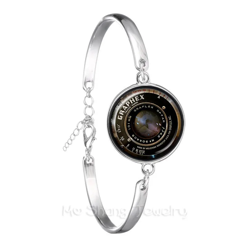 

Camera Lens Bracelet 18mm Glass Cabochon Photography Silver Plated Chain Bangle For Women Men Creative Gift