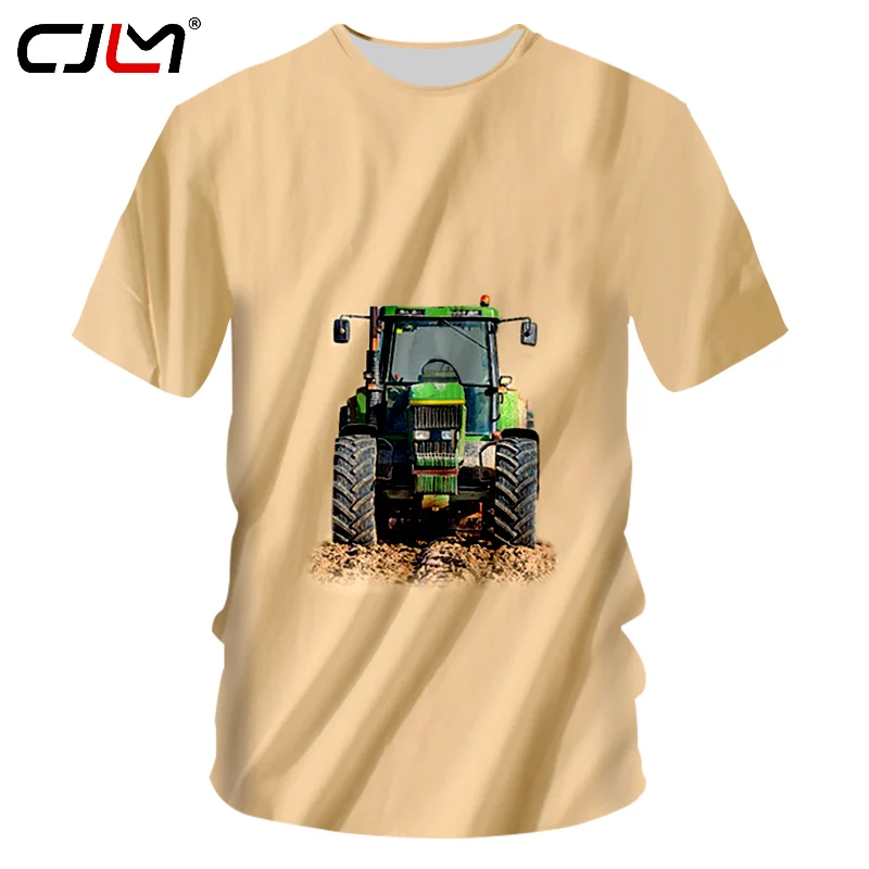 CJLM Men Casual Tshirt Hip Hop Punk Style Bodybuilding Fitness Undershirts Boy Cool Print Excavator Yellow T-shirt 7XL | Мужская одежда