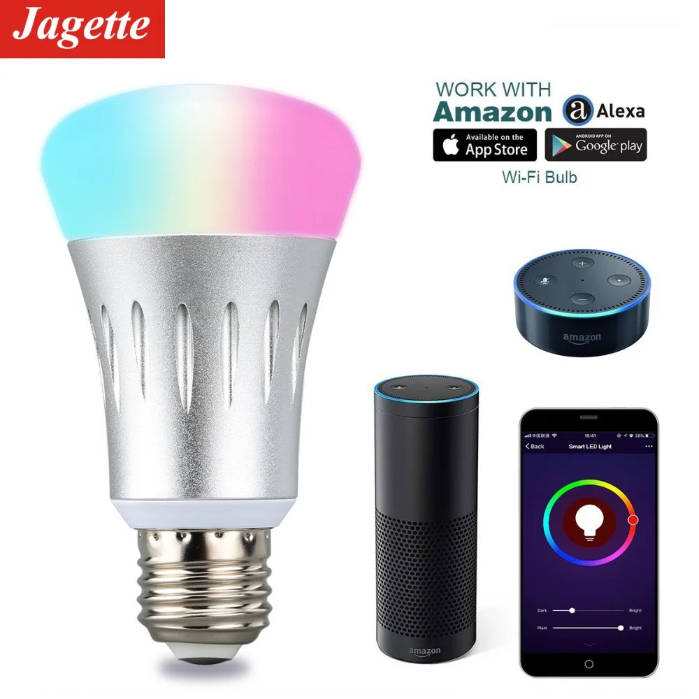 E27 B22 WiFi умная лампочка с регулируемой яркостью многоцветный пробуждение RGBWW