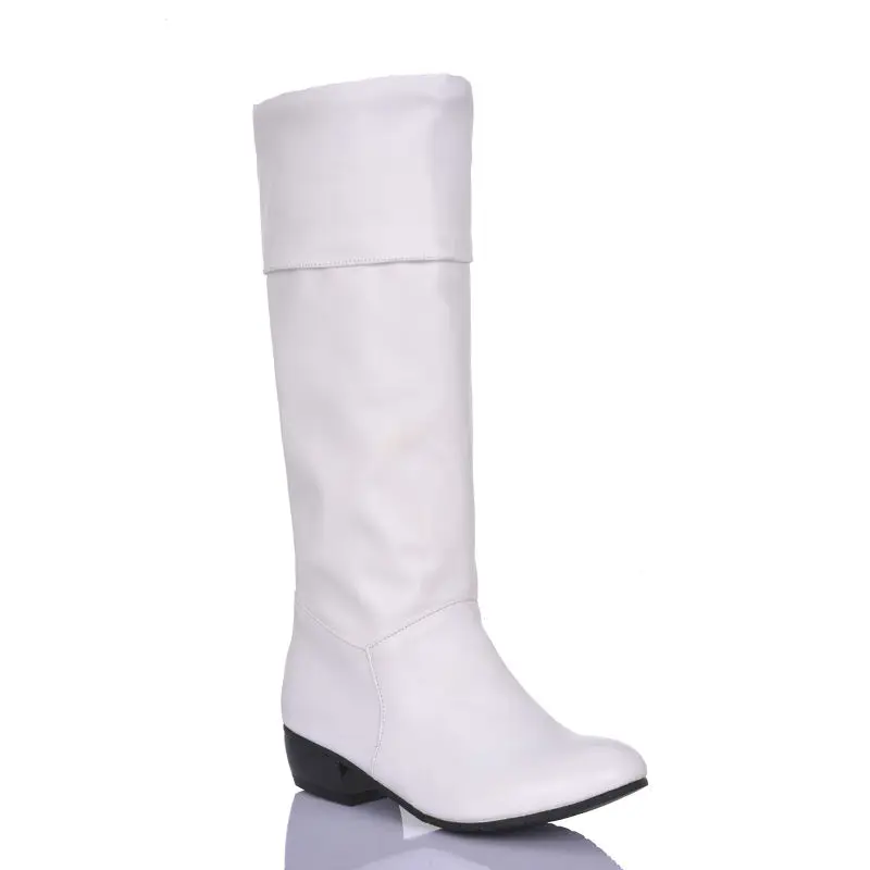 

ASUMER 2020 HOT SALE round toe knee high boots for women slip on solid winter boots high quality pu simple daily fashion boots