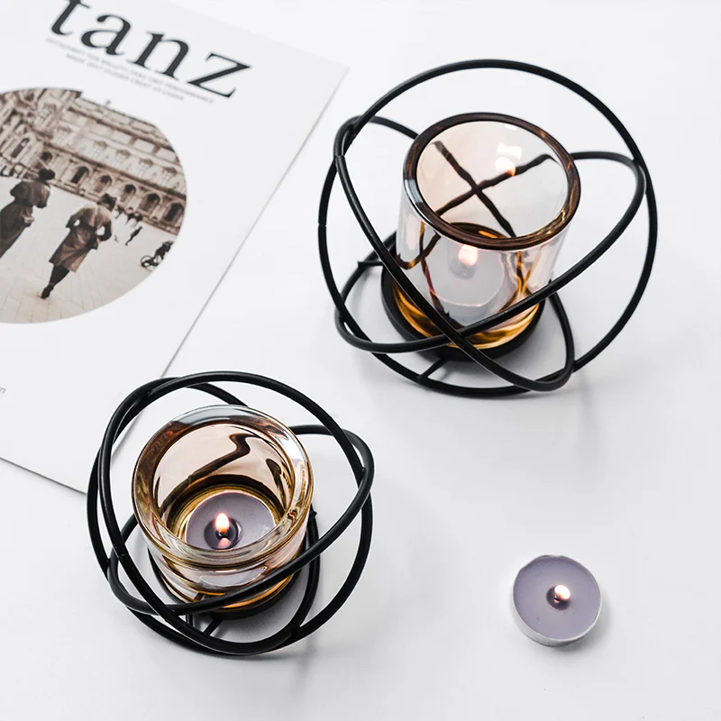 Скандинавский геометрический Железный Подсвечник романтическая лампа простой