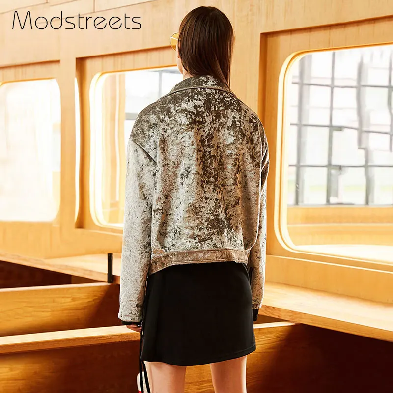Modstreets 2019 Базовая куртка зимнее хлопковое пальто женская серебряная с отворотом