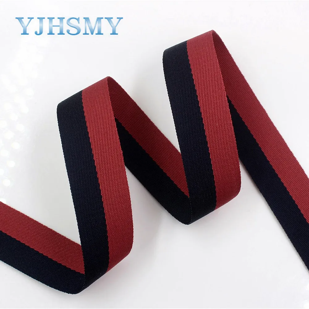 YJHSMY I-181103-121 10 ярдов/партия 25 мм Двусторонняя двухцветная полосатая лента DIY ручной