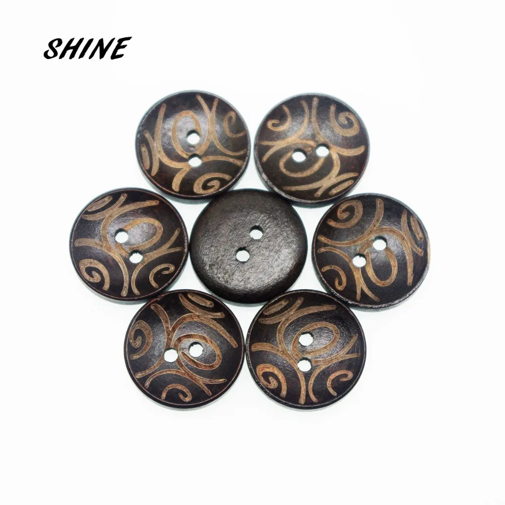 Блестящие деревянные Швейные Кнопки Скрапбукинг круглые два отверстия полые 20