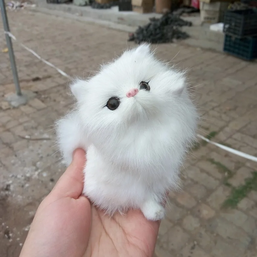 

Имитация белого кота из полиэтилена и пуха модель кошки Забавный подарок около 10*9 см