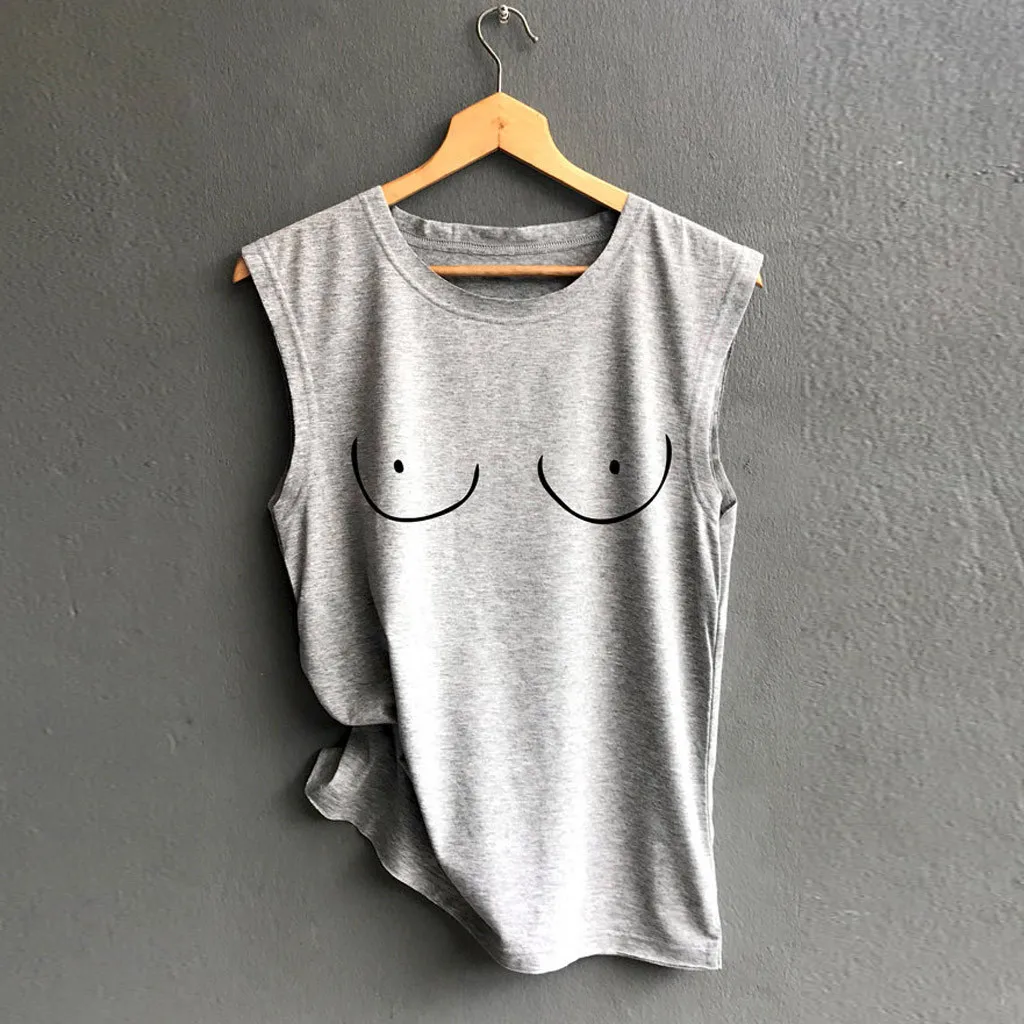 Gray 2 Haut Sexy Lady Harajuku Summer Shorts Sleeveless Tops Female Funny Cat Printed Vest Camisetas Verano Mujer Drop shipping c - Цвет: Gray 2