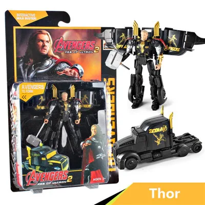 Thor Marvel, Мстители, Железный человек, Капитан Америка, Тор, Халк, фигурка, игрушка, деформация, модель автомобиля, детская игрушка, автомобиль - Цвет: Thor