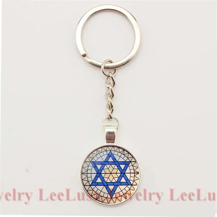 Ручной работы Израиль Звезда Давида брелок Шарм Стекло Купол Кулон Винтаж