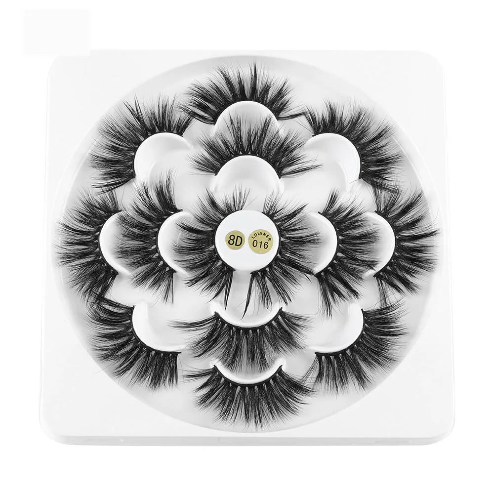 25mm-8D-016 7 Pairs 3D Mink Hair False Eyelashes 25mm Lashes Thick Long Wispy Fluffy Handmade Cruelty-free Mink Eyelash Makeup Tools maquiag - Цвет: 25mm-8D-016