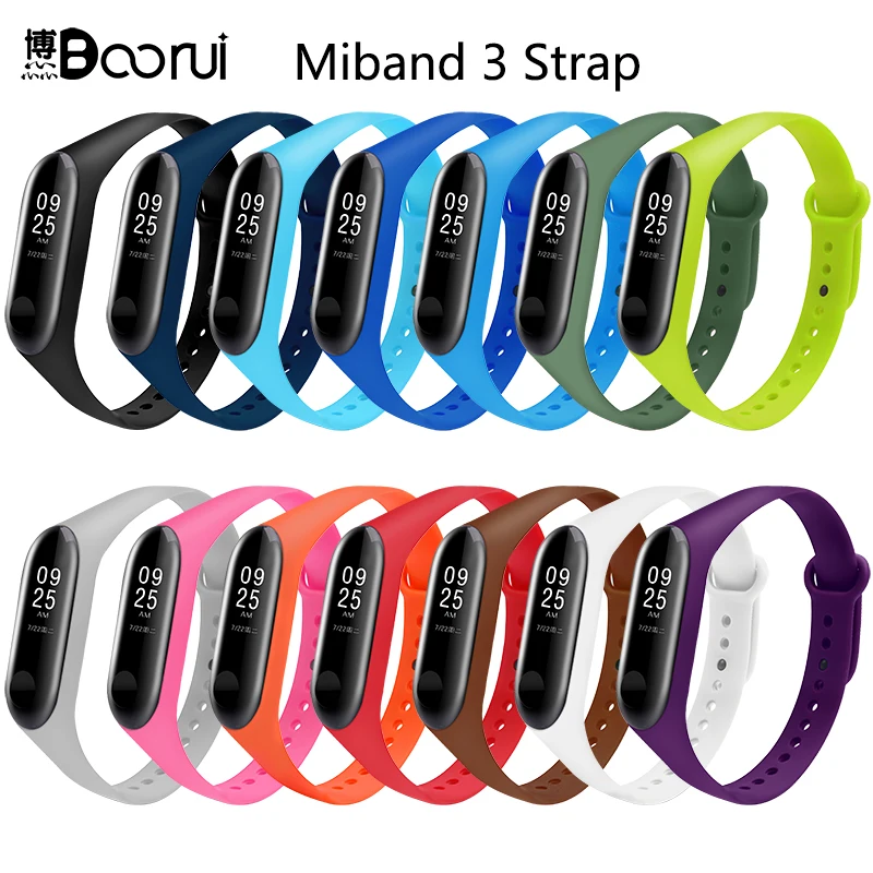 BOORUI Pulsera цветной Miband 3 ремешок correa силиконовый Сменные аксессуары для браслета
