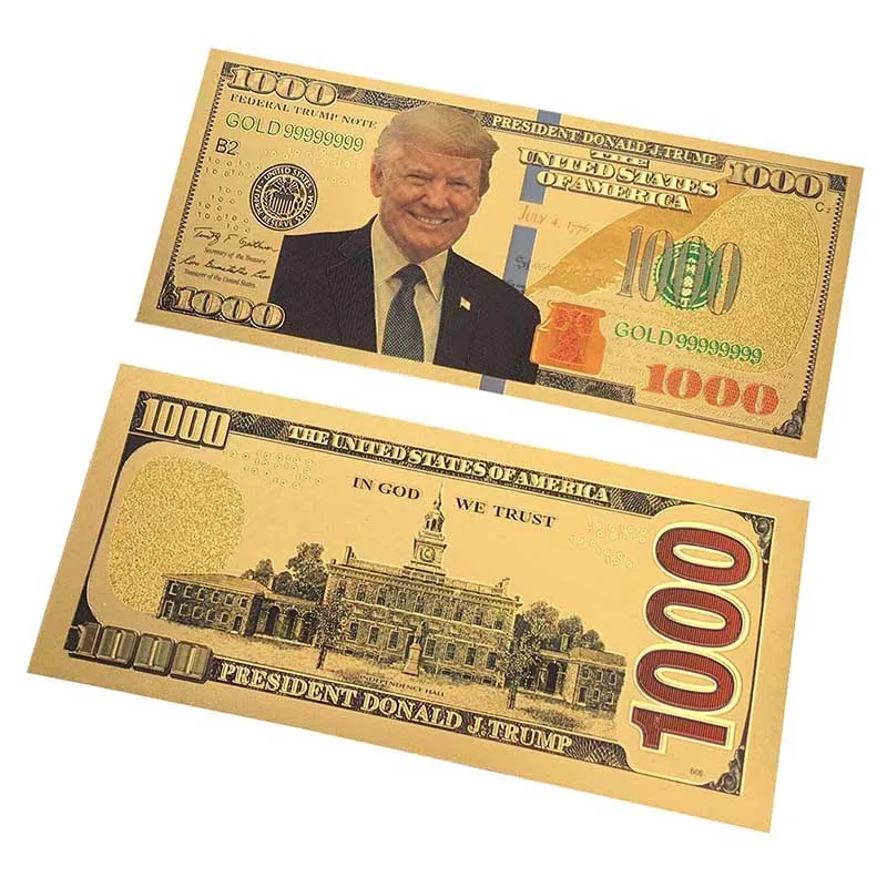 Пластиковая памятная монета Трамп Золотая фольга банкнота Золотая фольга креативная памятная монета