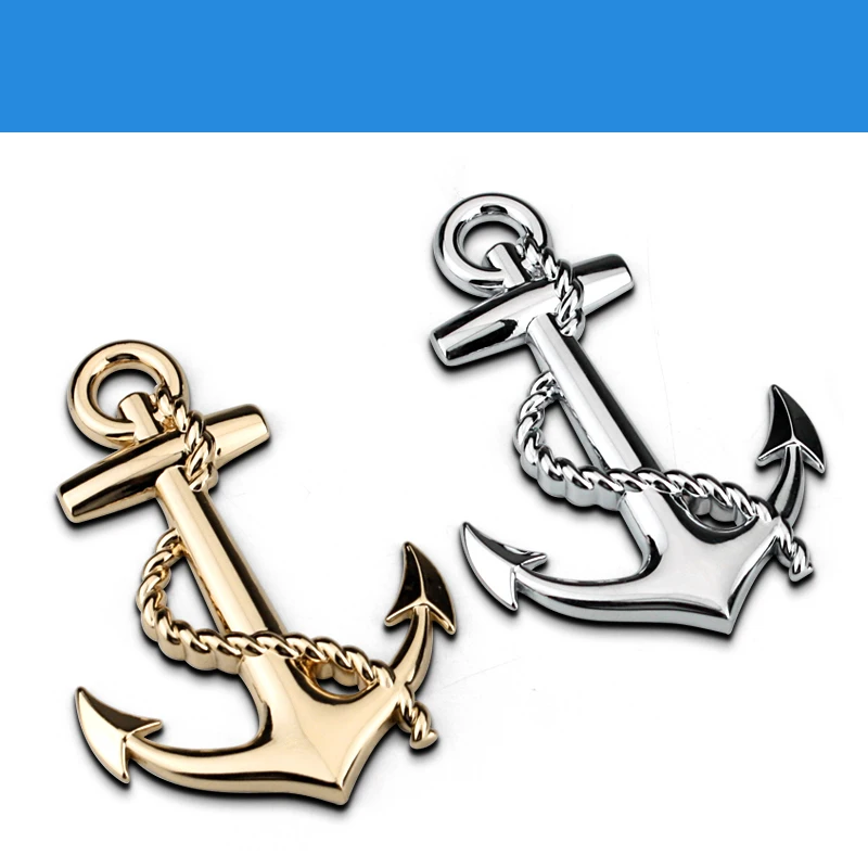 Новый Металлический Якорь Крест темно синие наклейки эмблема автомобиля