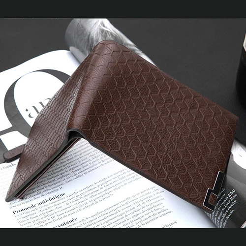 Мужской короткий кожаный кошелек на молнии с рисунком шотландки клатч